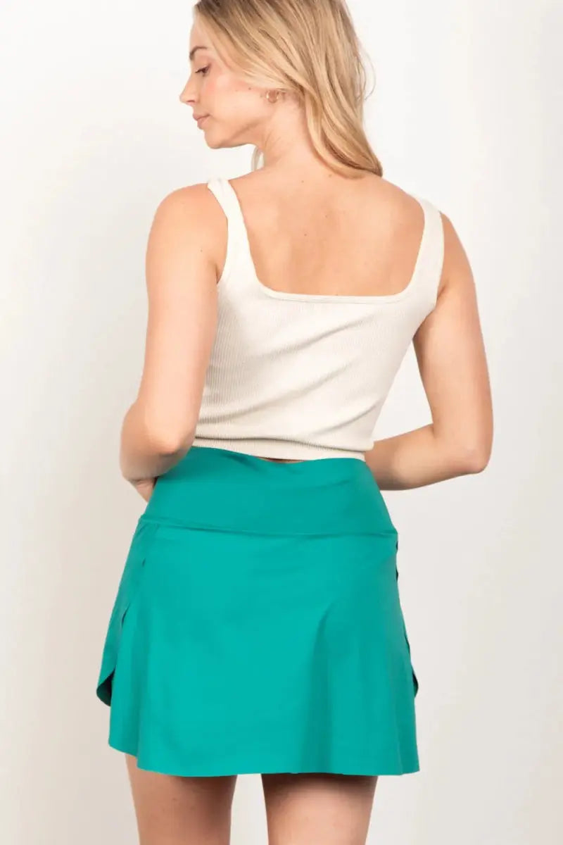 Very J Crossover Waist Active Skirt with Short Liner - Love Salve